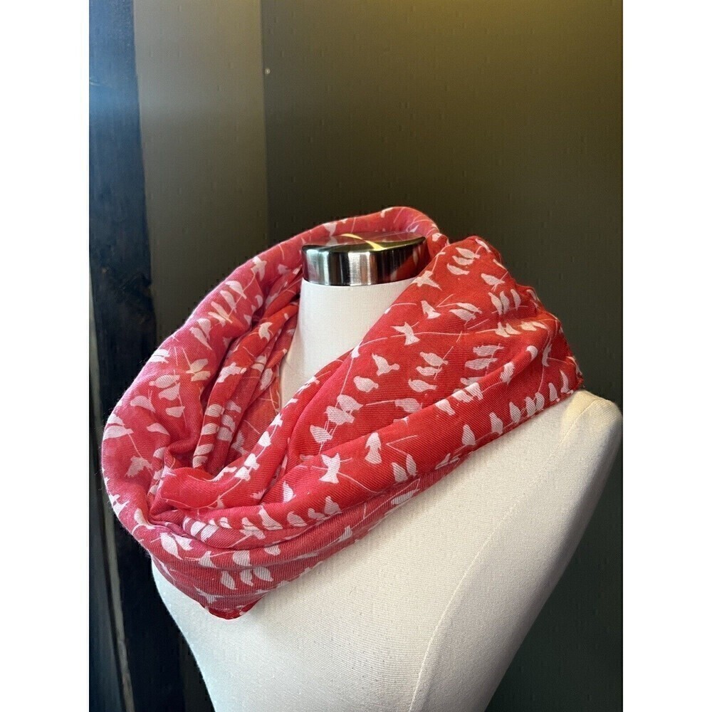 Henry Birds On Branch Coral Infinity Scarf NWT